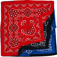 68CM Retro Blue Red Paisley Large Square Bandana Cotton Hip Hop Headband Scarf 1