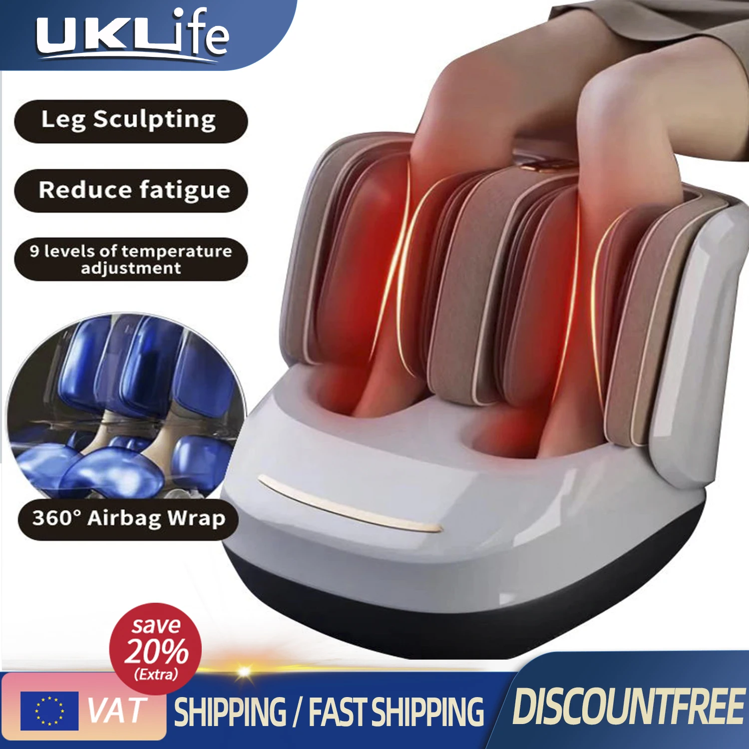 Electric Roller Foot Massager Heating Kneading Leg Calf Massage Air Pressure Wrapped Fatigue Pain Relief Full Wrap Massage