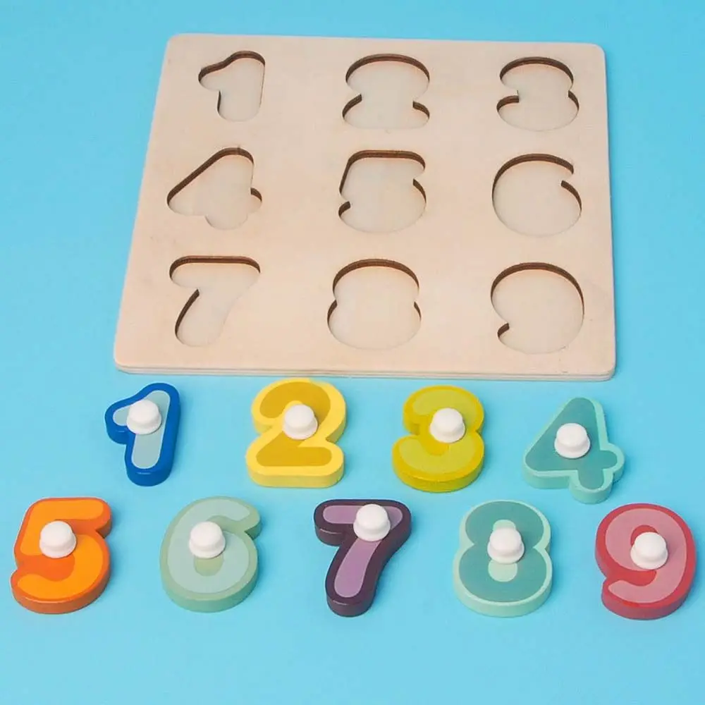 Learning Math Toys Puzzle Shape Match Fingers Flexible Training Wooden Jigsaw Puzzles Wooden Numbers Toys Shape Recognition Toy hotselling flexible 2 5 layers options wooden sunglasses stand eyewear display jewelry holder bracelet exclusive glasses display