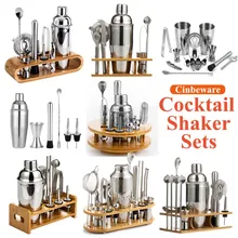 Stainless Steel Cocktail Shaker Set Mixer Bartender Kit Cobbler Boston Shaker Bars Set Tools Jigger Mixer Muddler Pourer Spoon