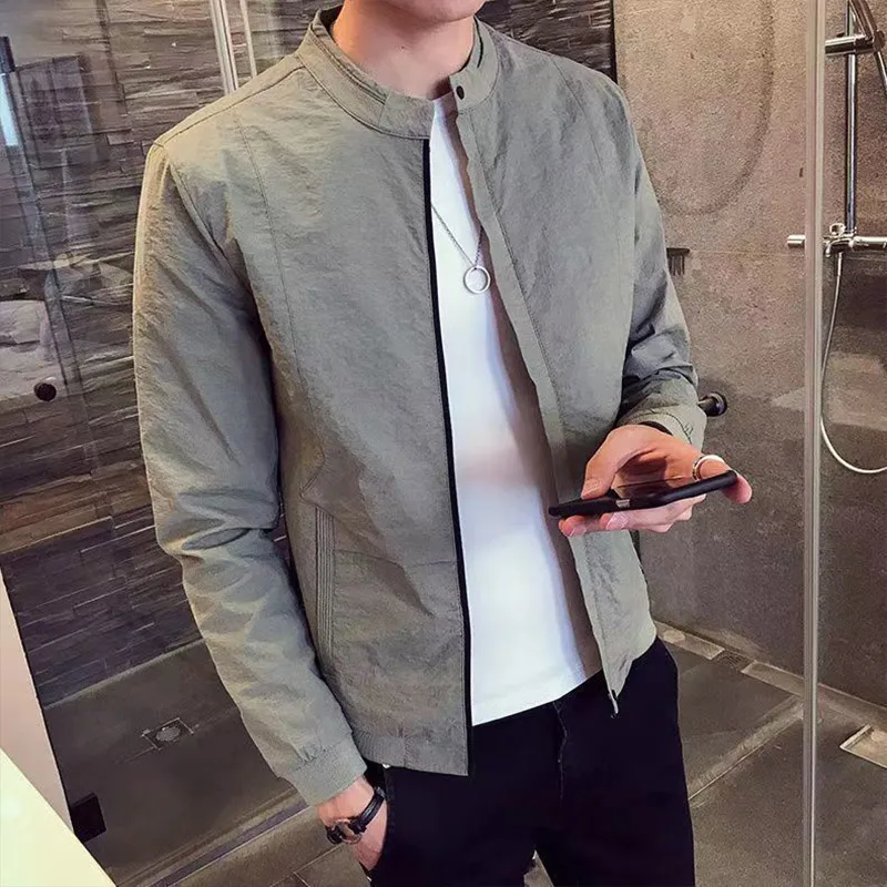 Spring Autumn KPOP Fashion Style Harajuku Slim Fit Tops Loose Casual All Match Outerwear Solid Button Zipper Long Sleeve Jacket