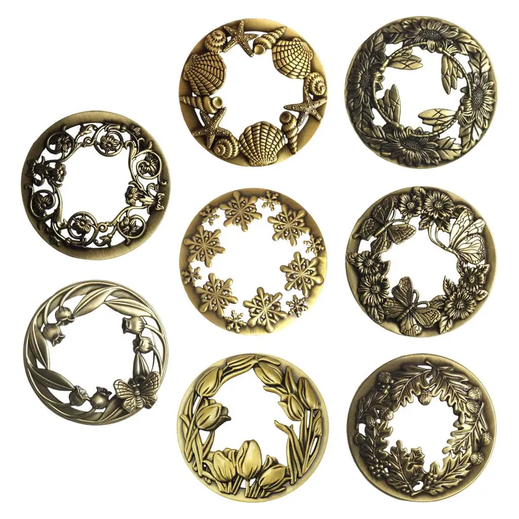 Vintage Flower Patterns Candle Jar Cover Lid Retro Style Decorative Candles Incense Topper Cap Hollow Out Metal Shade Sleeves Candle Topper