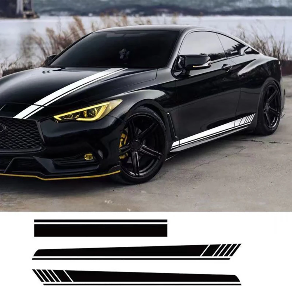 Car Vinyl Stickers Bonnet Decal Decoration Long Strip Door Decal Double Sided Tape for Car Accessories