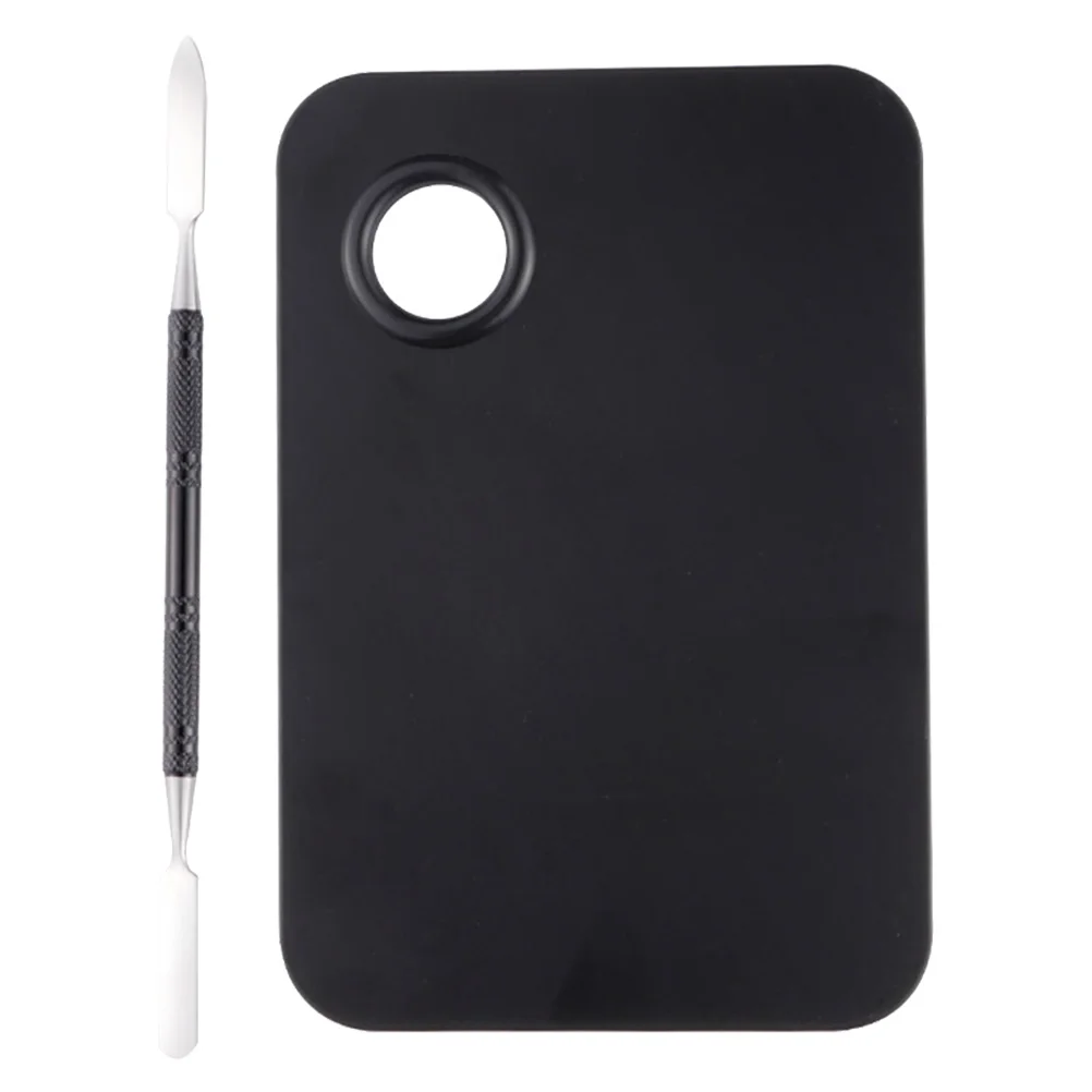 2 Pcs Mixing Color Pallet Nail Palette Stainless Steel Tool Paint Palette Mini For Kit Black Mixing Color Pallet