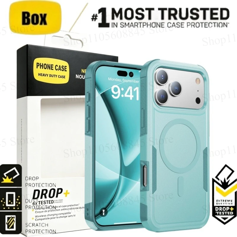 Rugged Shockproof Wireless Charging Case with Magnetic Car Holder Attachment