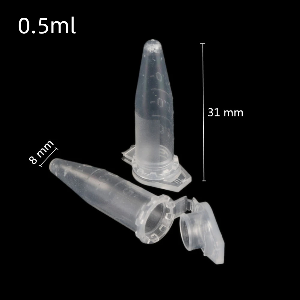 Plastic Test Tubes Centrifuge Tube 0.5/1.5/2 ML Clear Micro Plastic Test Tube Centrifuge Vial Snap Cap Container Laboratory Sample Specimen School Stationery