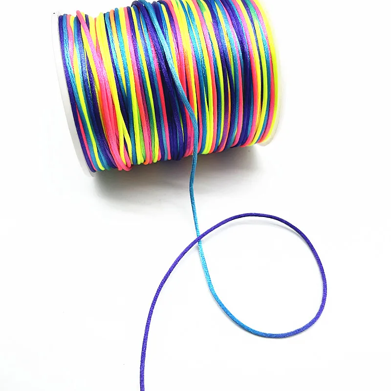 10yards 1.0mm Gradual Change Colourful Chinese Knot Line Cord Silk Satin Cord Nylon DIY Handmade Knitting String Cords nylon cord,satin cord,silk cord