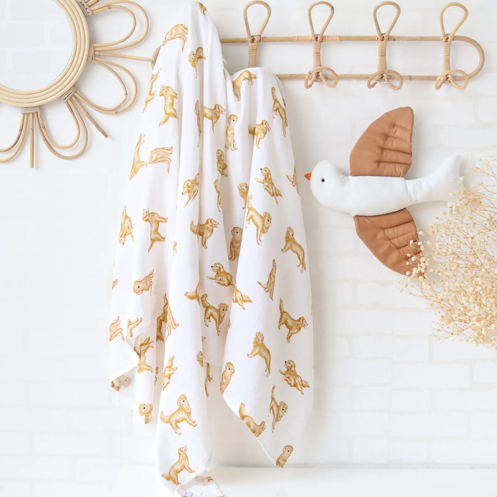 Bamboo Baby Blankets Newborn Golden Retriever Printed Couvertures Et Langes Muslin Swaddle Cotton New Born Infant Receiving Wrap cotton muslin blanket,cotton blanket,swaddle blanket,cotton swaddle,cotton gauze blanket