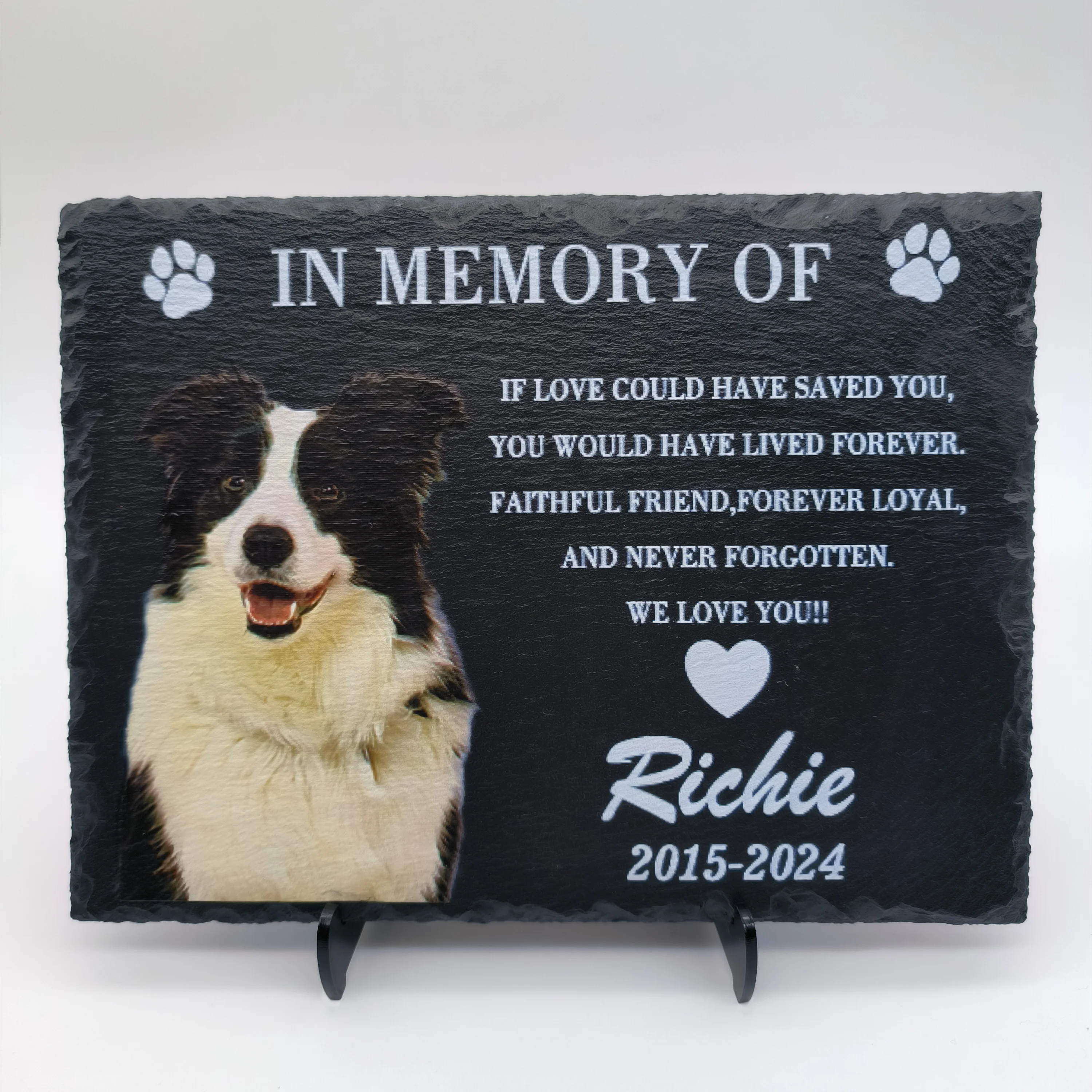 Personalized Handcrafted Rectangular Natural Slate Pet Memorial Plaque Engraved Keepsake For A Beloved Pet Durable