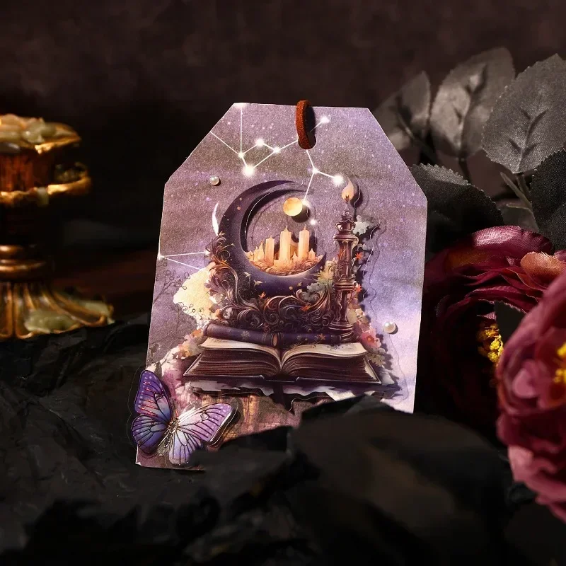 20Pcs Stickers Shadow Mirror Dark Gothic Retro Collage Supplies floral base paper Package Handbook Scrapbook 139*99mm