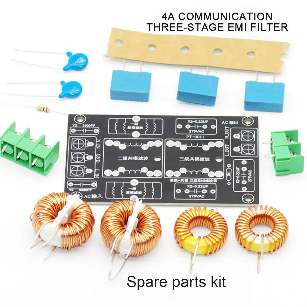 3-Stage EMI Power Filter Board with FCC Certified Electromagnetic Interference Protection - DIY Kit