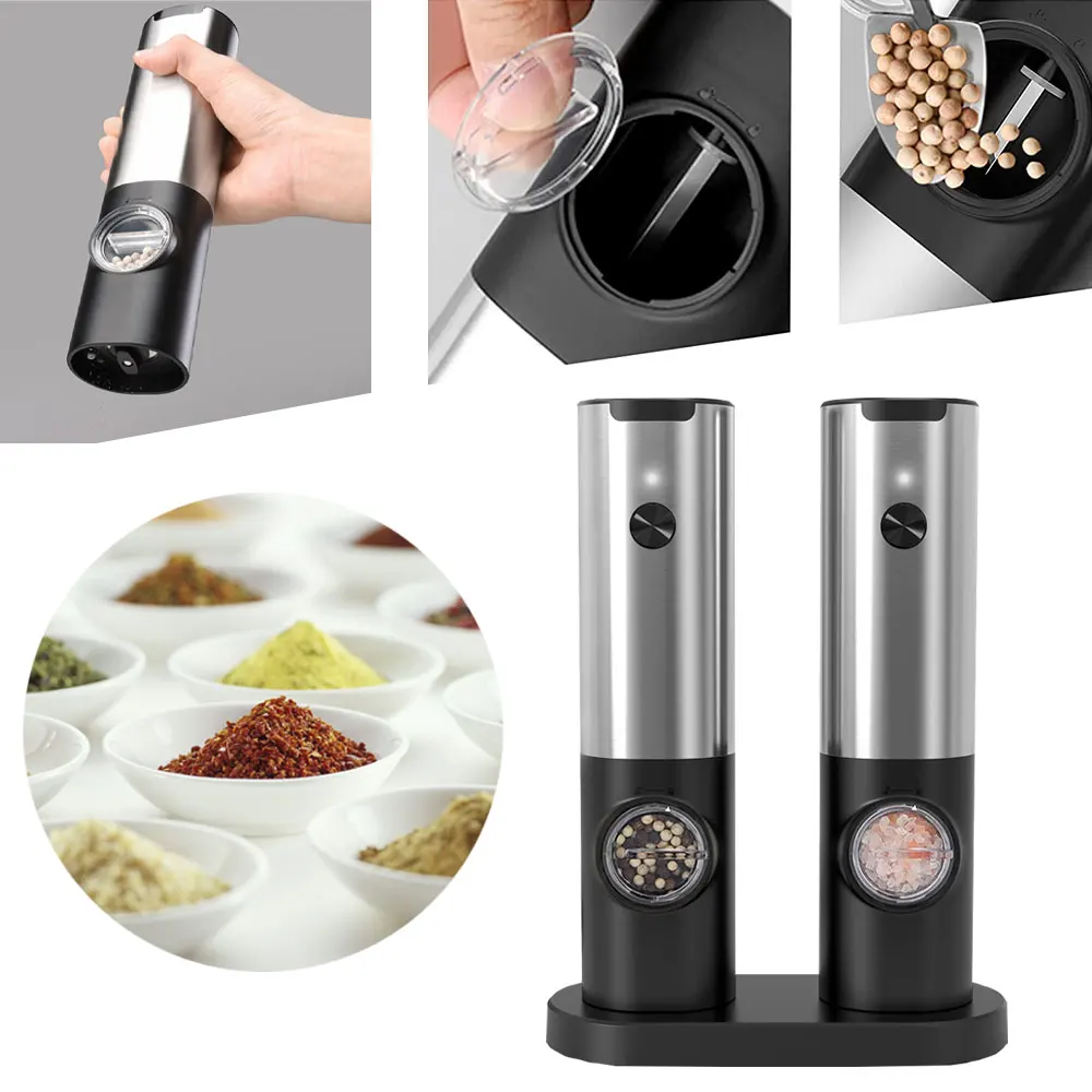 Automatic Pepper Grinder Rechargeable USB Cable Electric Salt and