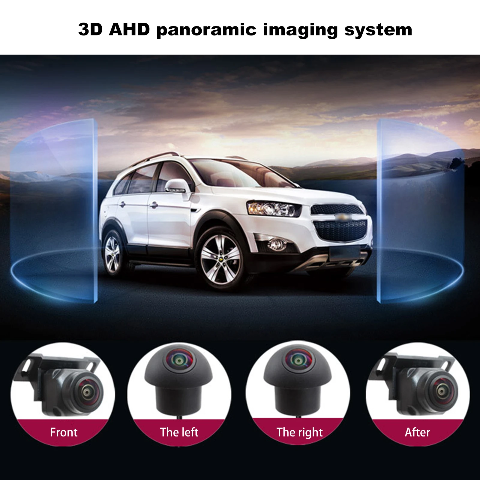 Rear Camera 360 Vehicle Camera Panoramic Surround View 1080P AHD Right+Left+Front+Rear View Camera System Android Auto Radio Night Vision