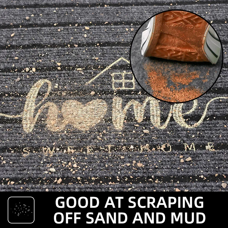 1pc flocking solid color seven stripe foot mat door mat entrance shower room absorbent small carpet gentle machine wash