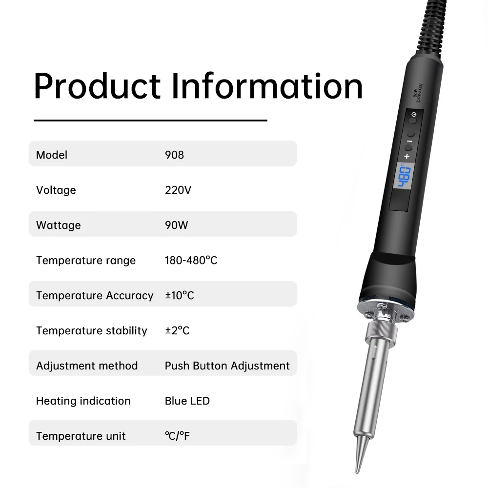 AC 220V 90W Electric Soldering Iron Adjustable Temperature LED Digital Display Electronic Welding Repair Tools