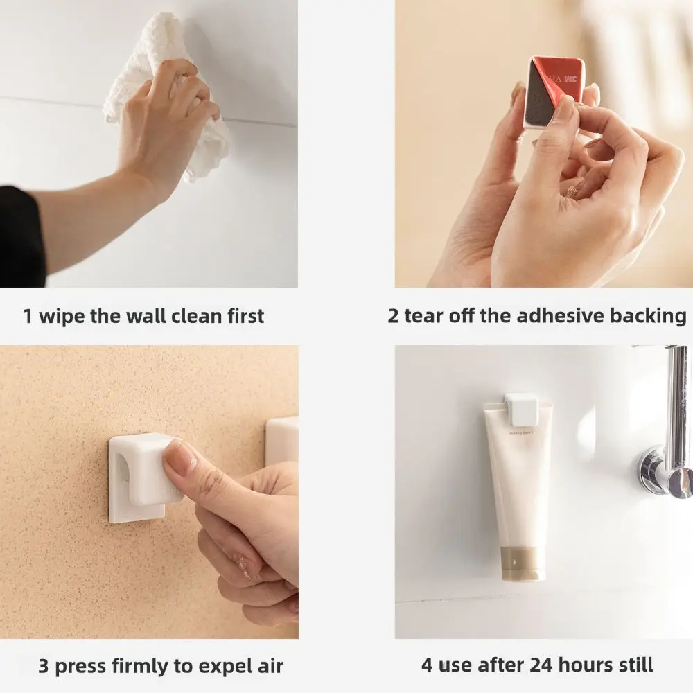 Wall Mounted Toothpaste Holder Sturdy Adhesive Space-Saving Storage Rack No Drilling Multi-function Wall Organizer Kitchen