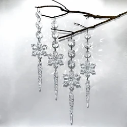 12PCS Transparent Snowflake Crystal Hanging Ornaments - Festive Holiday Home and Tree Decor (12PCS)