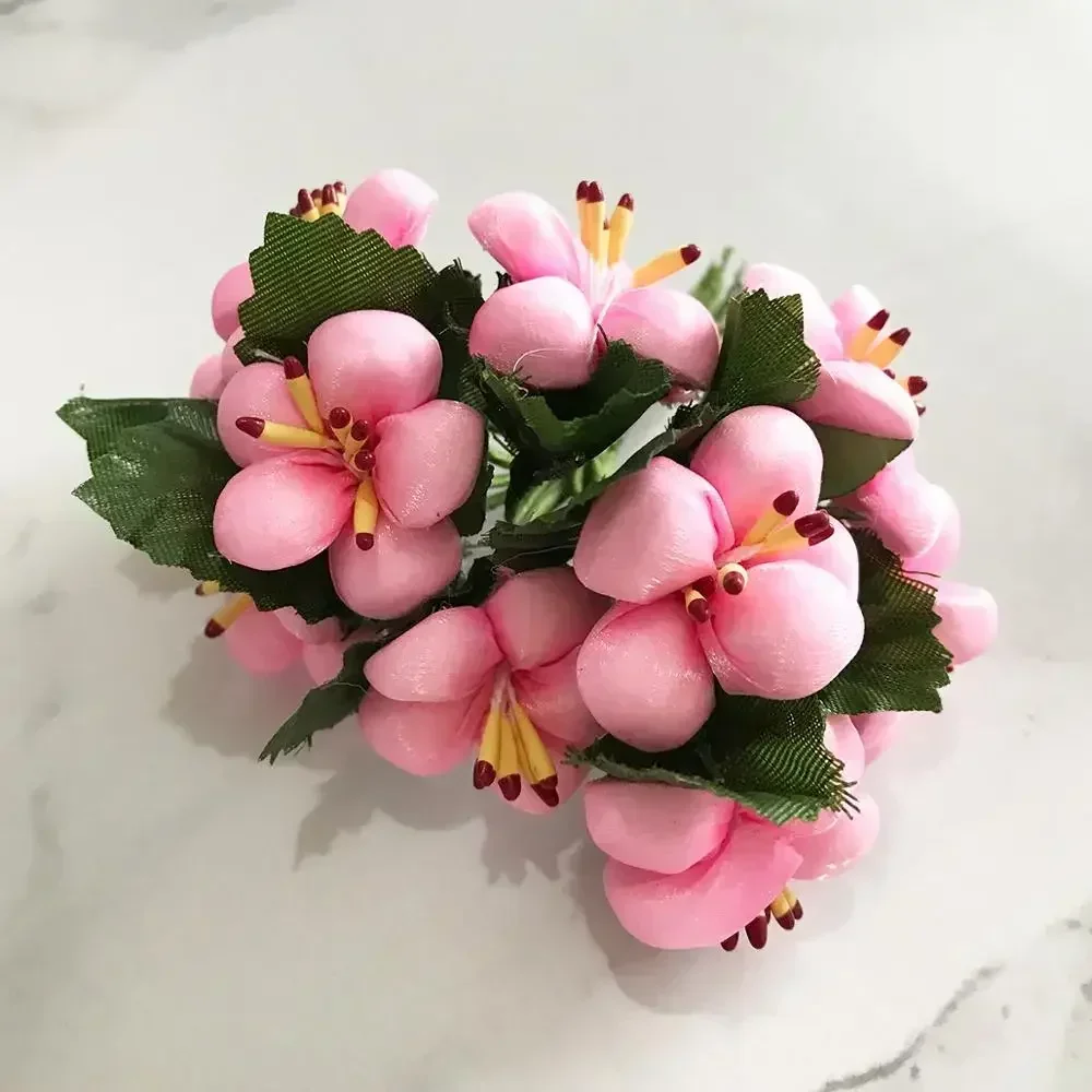Pink Hybrid Flower Cherry Stamen Berries Bundle for DIY Decor - Perfect for Cakes, Christmas, Weddings, Gifts, and Wreaths