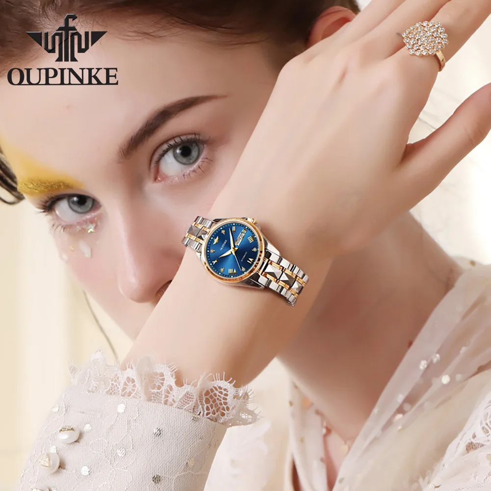 OUPINKE 3171 Women's Watch Top Luxury Tungsten Steel Sapphire Brand Waterproof Automatic Mechanical Watch Elegant Women's Watch