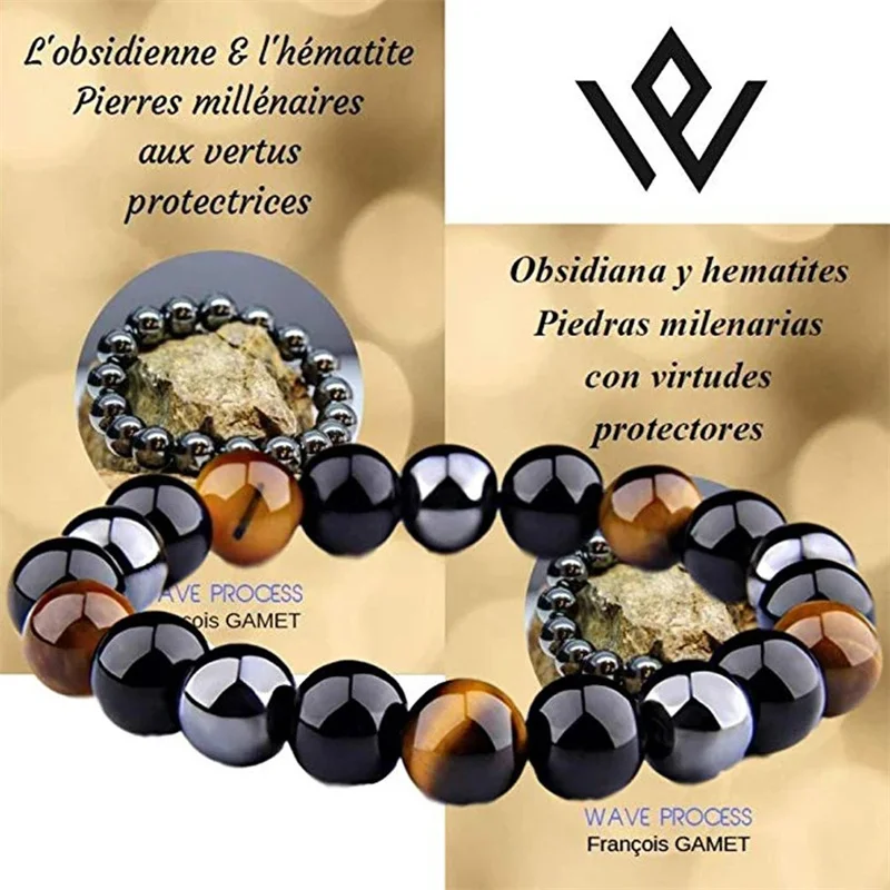 Beads bracelets Natural Black Obsidian Hematite Tiger Eye for Men Women Magnetic Health Protection