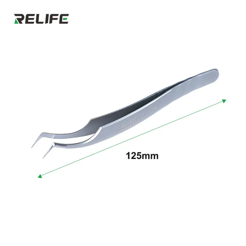 RELIFE ST-17A Precision Tweezers Curved Tips Chip Tinning Positioning Tweezers for Mobile Phone Circuit Board Repair Clamp Tools