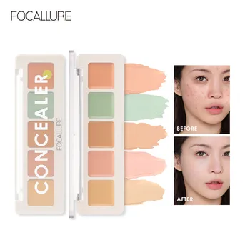 FOCALLURE 방수 컨실러 팔레트, 오래 지속되는 메이크업 파운데이션 크림, 얼굴 윤곽 브라이트닝, 메이크업 화장품, 5 가지 색상