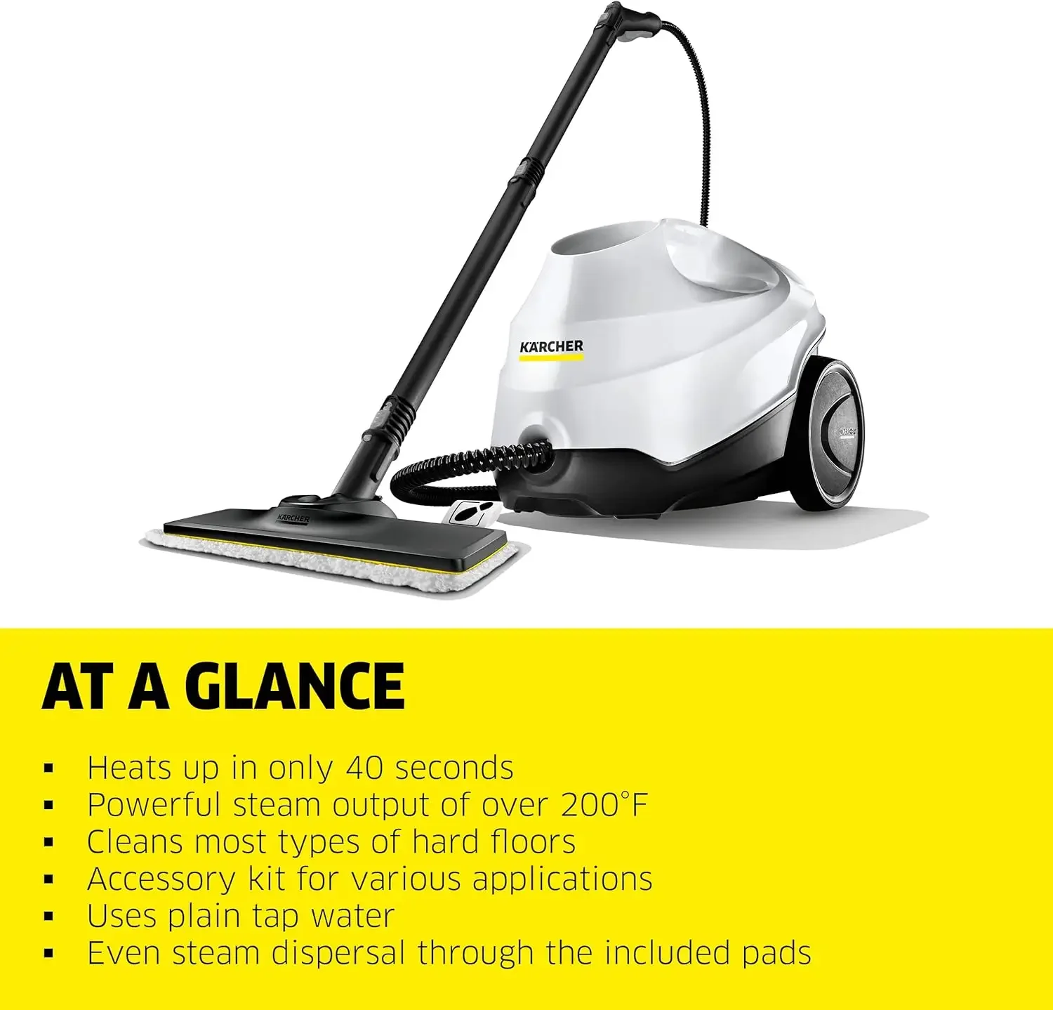 SC3 Steam Cleaner with Attachments, Multi Purpose Power Steamer – Chemical-Free, 40 Sec Heat-Up, Continuous Steam - for 2
