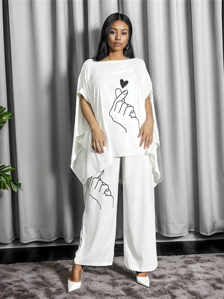 Ensemble Femme Musulmane White Kaftan Abayas Dubai Turkey Tops Pants Muslim Two Piece Set Ladies Islamic Clothing  Boubou