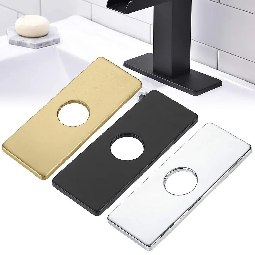 Faucet Plate Hole Tap Cover Deck Plate Black , Gold , Silver 304 Stainless Steel Bathroom Kitchen Sink Faucet Cover