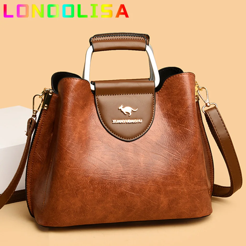 Luxury Oil Skin Leather Small Tote Bag Casual Brand Handbags Women Bags Designer 2022 Ladies Shoulder Crossbody Hand Shopper Sac |