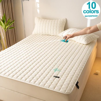 Waterproof Mattress Protector - Antimicrobial Mattress Cover with Elastic Straps - Hypoallergenic, Noiseless Thin Mattress 1