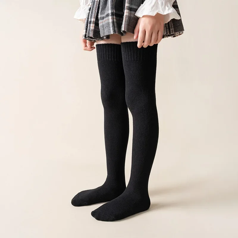 1 Pair New Fashion Legging Stocking Sock for Chidlren Simplicity Solid Color Knee High Sock Autumn Winter Warm Thicken