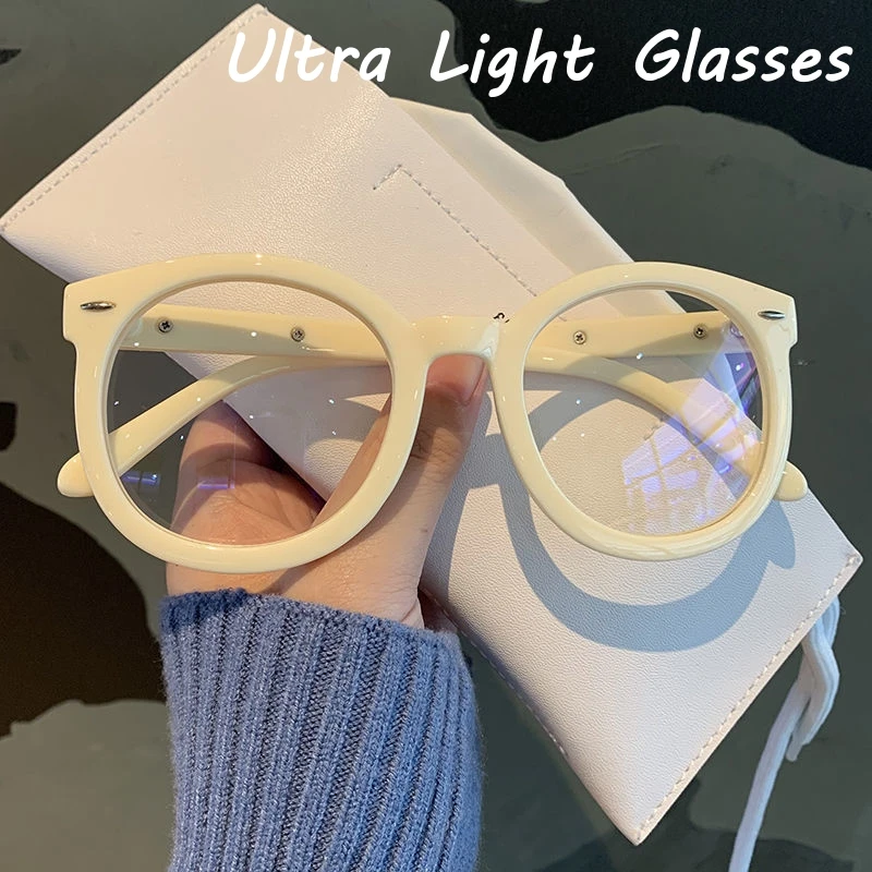 

Round Frame Myopia Glasses Unisex Oversized White Short-sighted Eyeglasses Men Women Optical Spectacle Eyewear Diopter 0 To -4.0