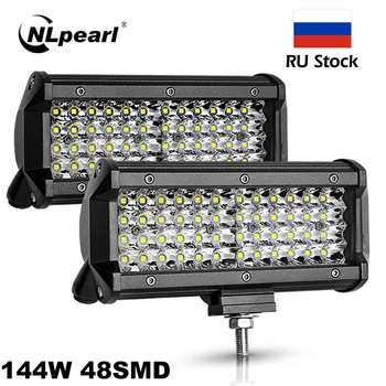 Nlpearl 자동차 SUV 트럭용 LED 안개등, 4x4 ATV 스포트라이트, 투광 빔 LED 작업등 바, 오프로드 주행 안개등, 4 