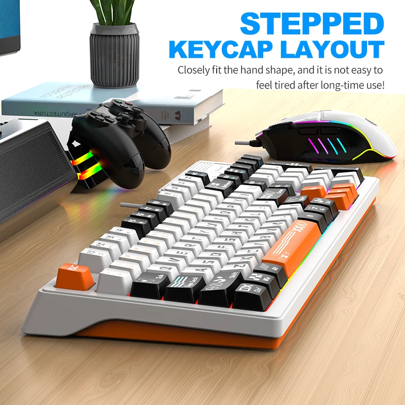 لوحة مفاتيح ألعاب ميكانيكية مضيئة RGB 60% إضاءة خل...