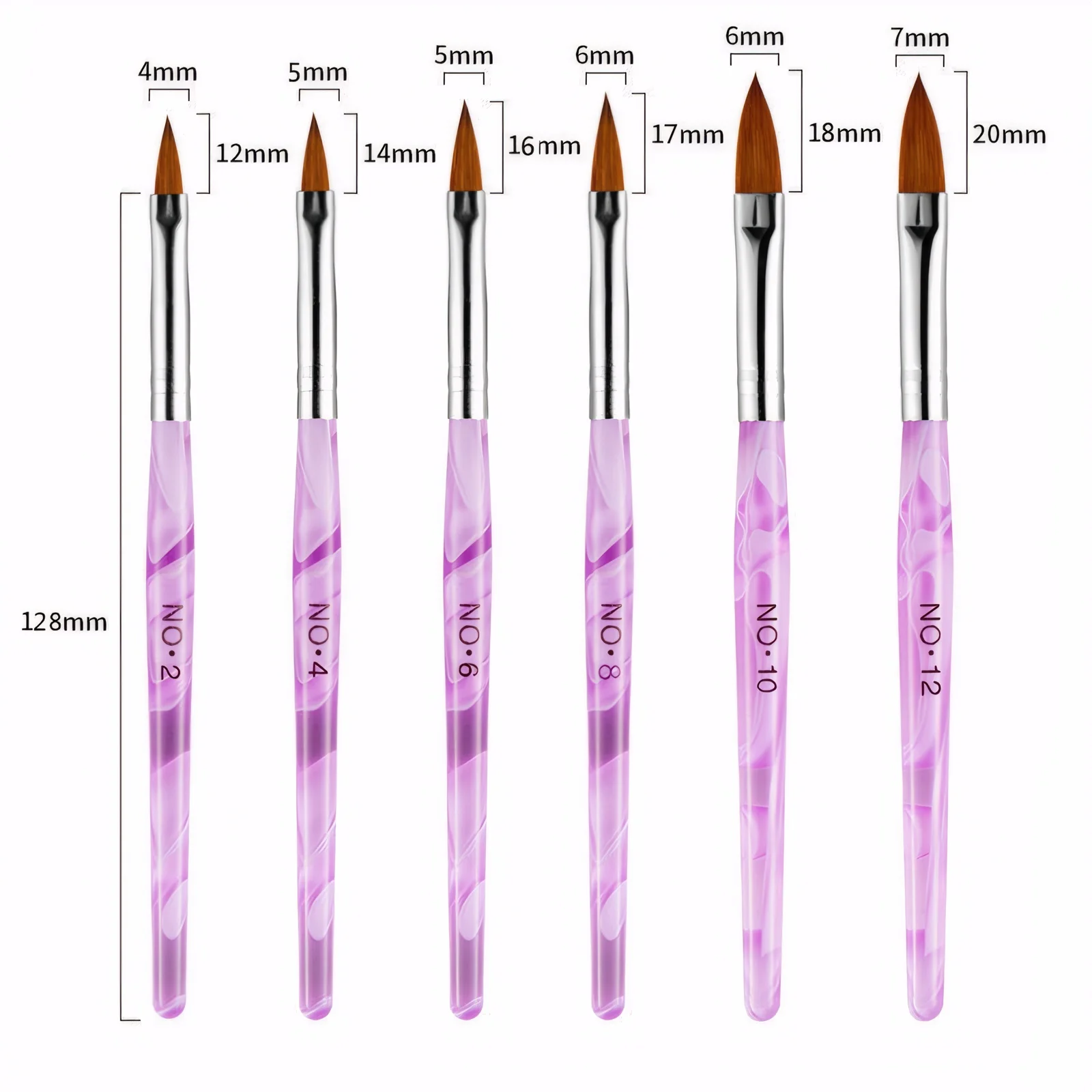 Acrylic Nail Brush Set 6/10Pcs Nail Art Brush 3D Nail Engraving Professional Nail Art Design Brush Tool Kit Gel Brush for Nail 2