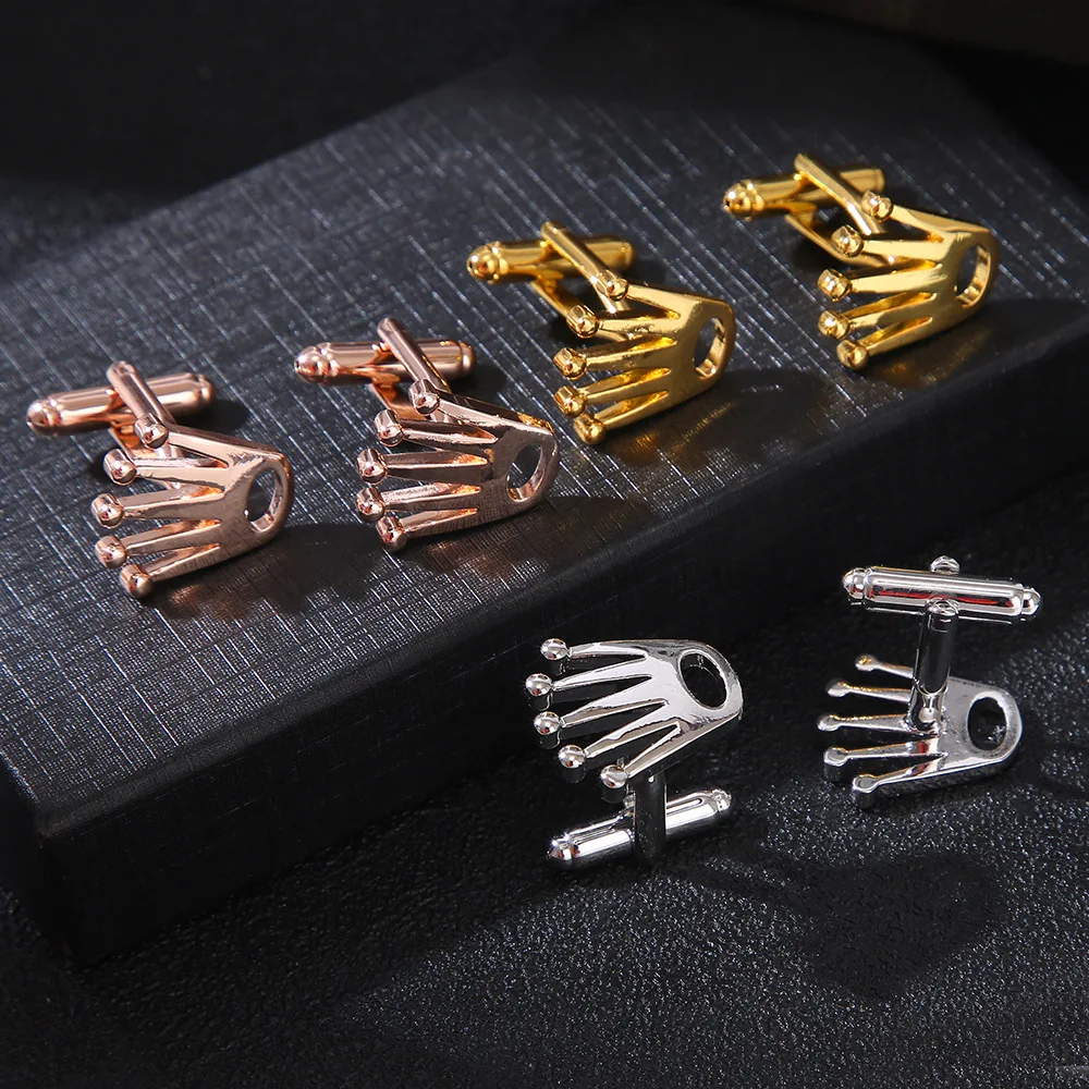 

1.7*1.9cm Copper Crown Cufflinks French Cuffs Luxury Brand Jewelry For Wedding Guests To Men Gifts