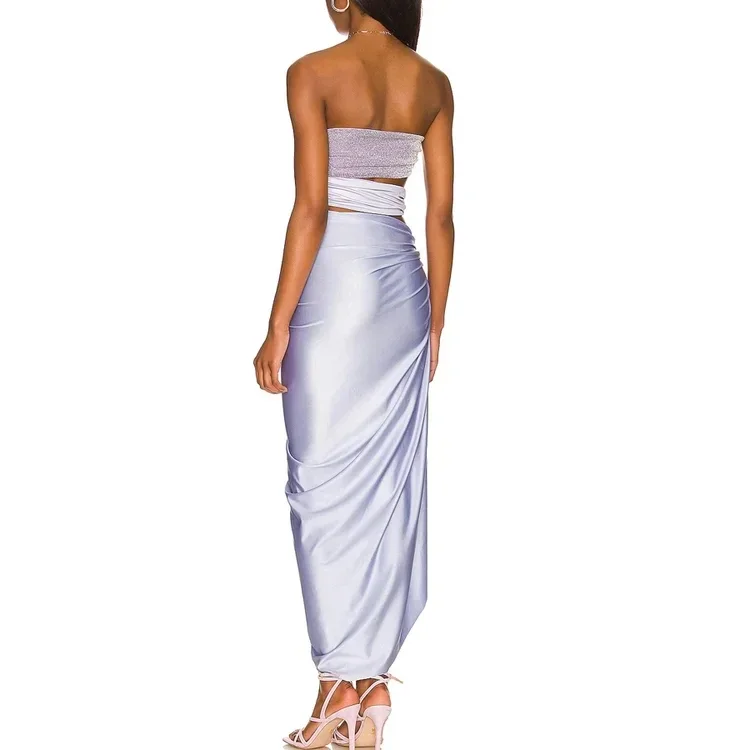 2024 Pearl Shoulder Strap Cutout Shiny Texture One Piece Swimsuit and Skirt  Clearance Wholesale Bathing Suit