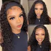 Headband Wigs Human Hair 28 30 32 Inch Water Wave Wigs 100% Real Hair Curly wig None Lace Front Wigs Full Machine Made Wigs 6