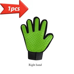 Pet Grooming Glove - Gentle Deshedding Brush with Easy - Clean Five Finger Design (Light green - Right)