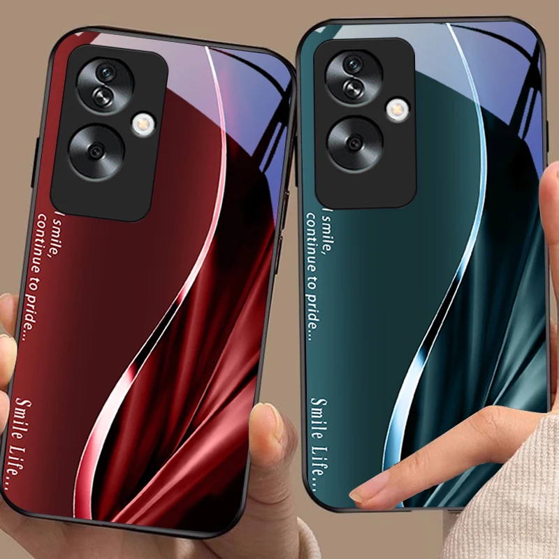 New Soft Brown Red Tempered Glass Black Phone Case