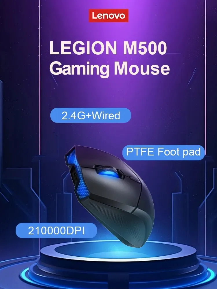 Lenovo Legion M500 Gaming Wireless Mouse Dual Mode Wireless/Usb Gamer Wireless 10000Dpi 7 Velocità Regolabile