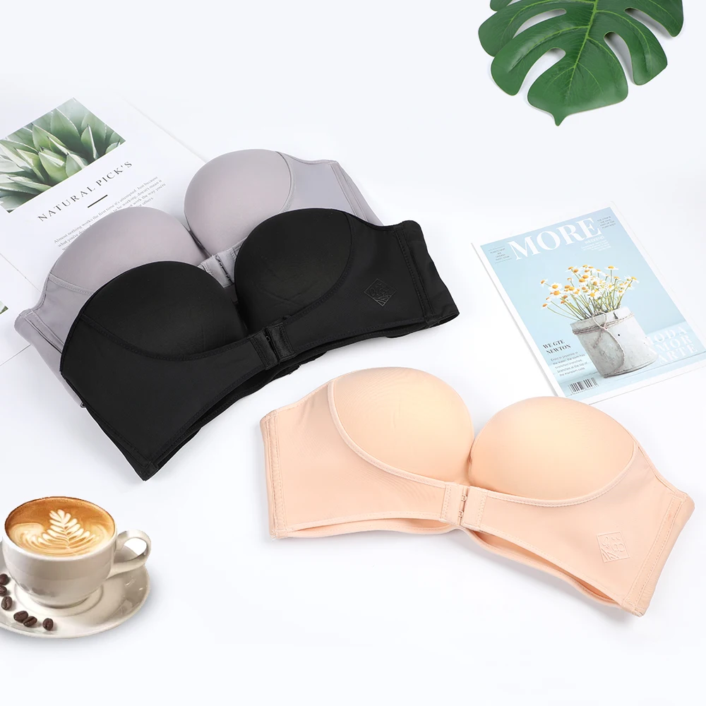 

Women Front Closure Push Up Bra Strapless Bras Backless Bra Invisible Bras Seamless Bralette Brasier ABCD Cups Sexy Underwear