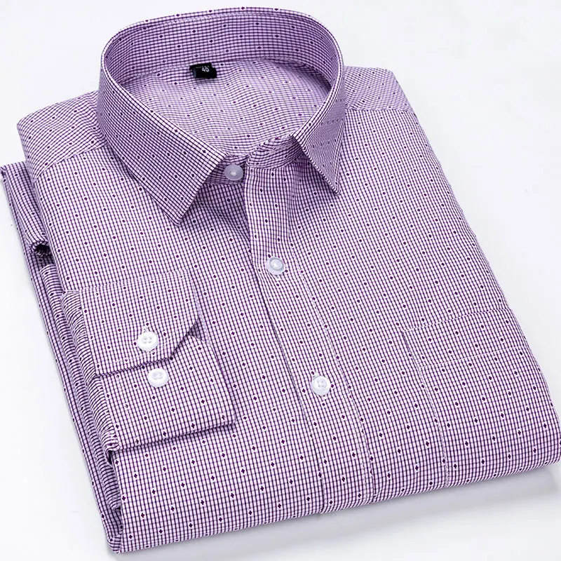 Long Sleeve Formal Mens Striped Dress Shirts Social Turn-down Collar With Pocket Regular Fit Business Smart Casual Shirt For Man