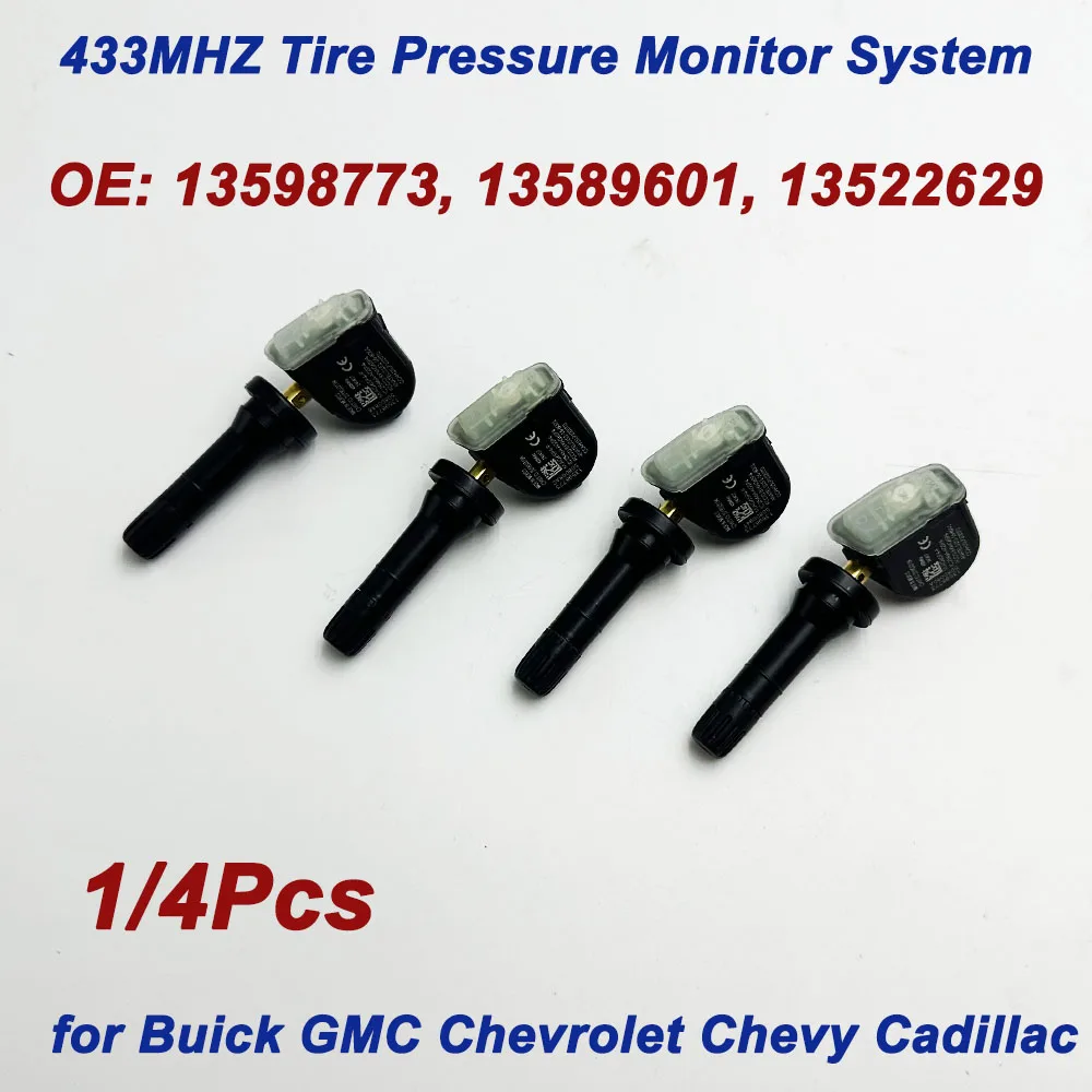 

В наличии 1/4 шт. 433 МГц TPMS датчик давления в шинах для Buick GMC Chevrolet Chevy Cadillac OE 13598773 13589601 13522629 13512347