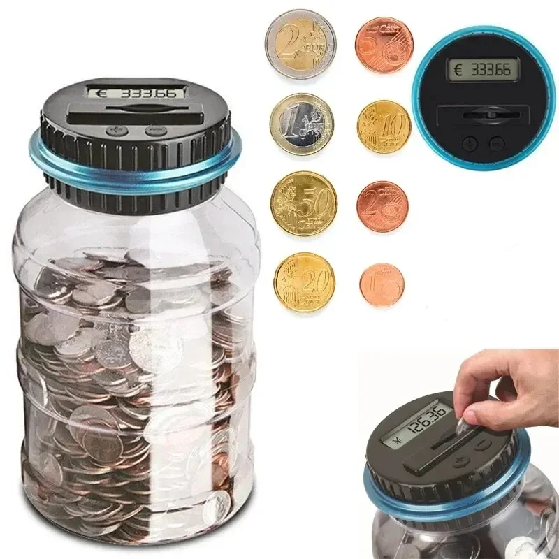 1 Stück Elektronisches Sparschwein mit digitalem LCD-Zähler, Münzspardose, Aufbewahrungsbox für US-Dollar und Euro, Geschenkideen_voghion.com