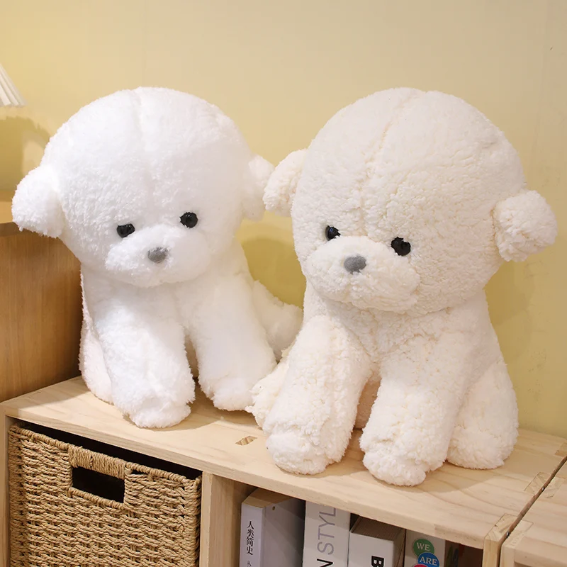 30-35cm Curly Hair Bichon Dog Cute Stuffed Animal Lifelike Puppy Plushies Doll Simulation Soft Throw Pillow for Girls Kids Gifts