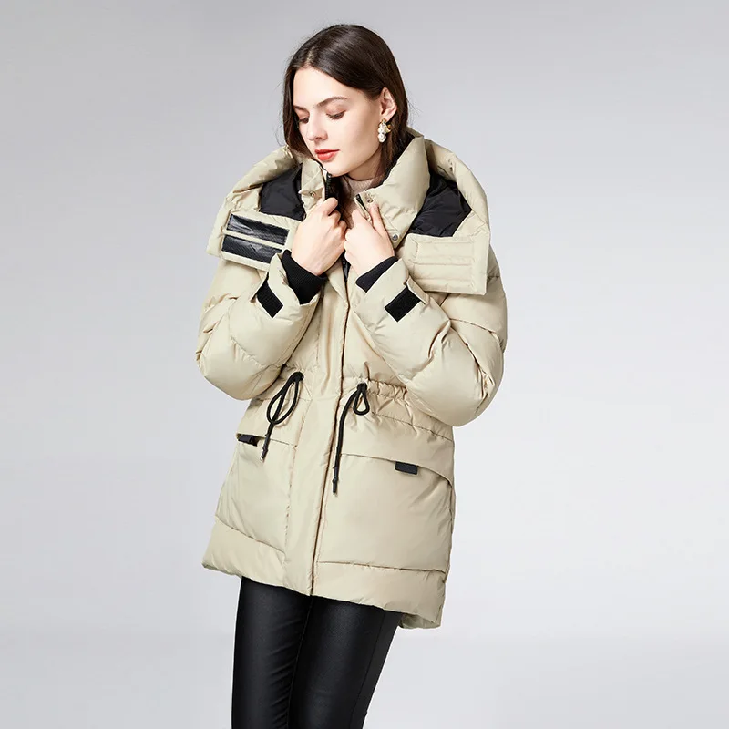 Short Down Jacket Women Hooded Long Sleeved White Duck Down Thickened Jacket цена и фото