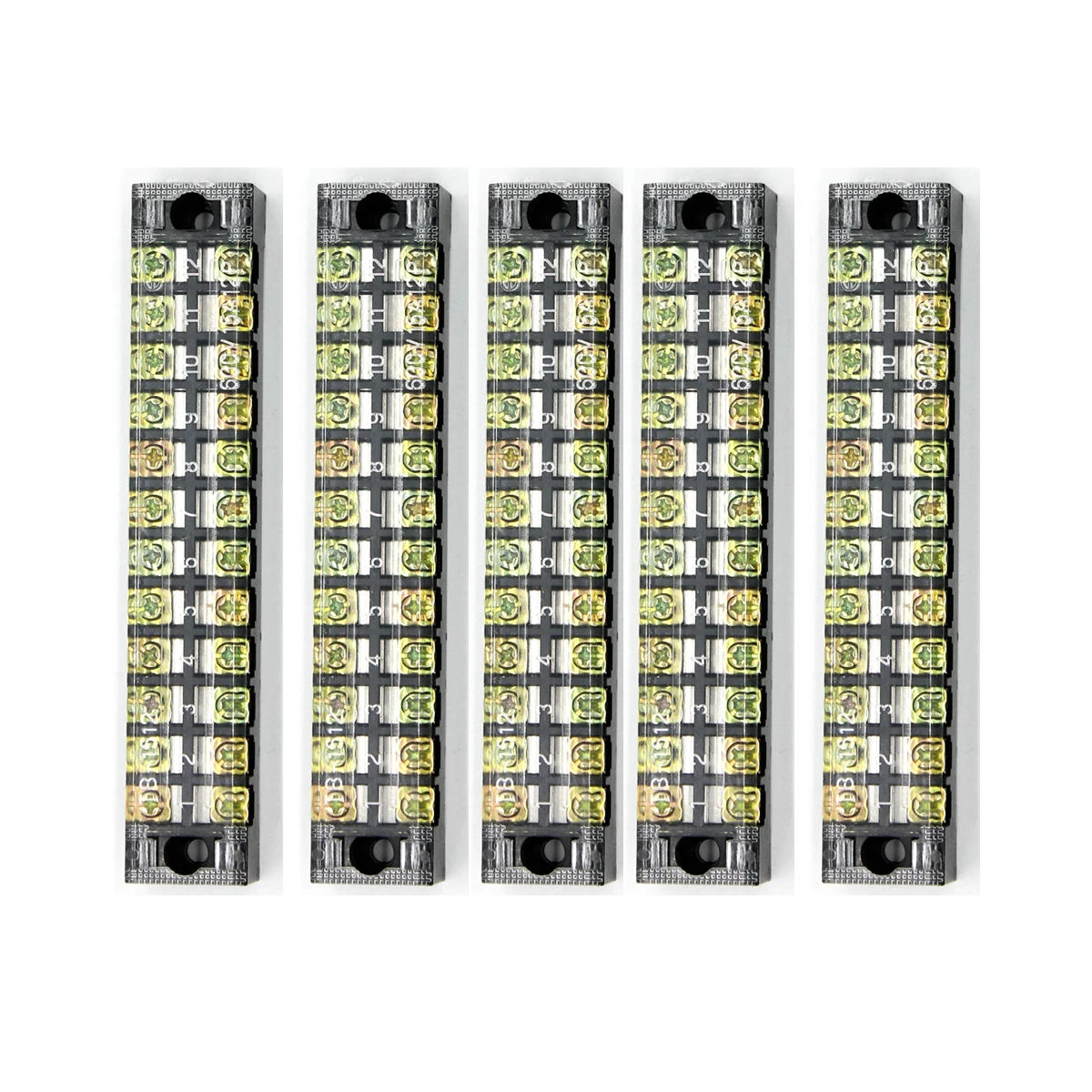 나사 배리어 터미널 블록, 이중 열 와이어 배리어 블록 터미널 스트립, 배전 터미널, 600V 15A, 5/6/12 위치