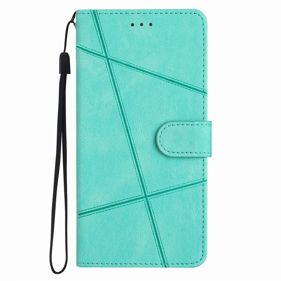Elegant Wallet Flip Cover with Card Slot - Simple Line Design Phone Case